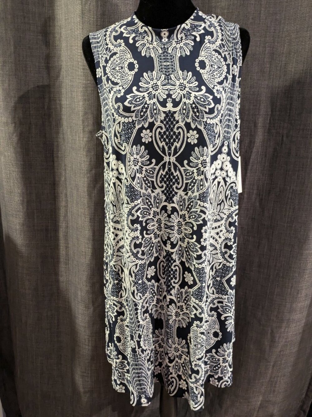 Tash and Sophie Navy and White Summer Sleeveless Swing Dress NWT
